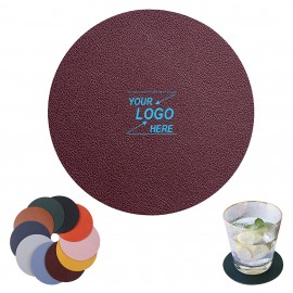 4" Round PU Leather Drink Coasters with Logo