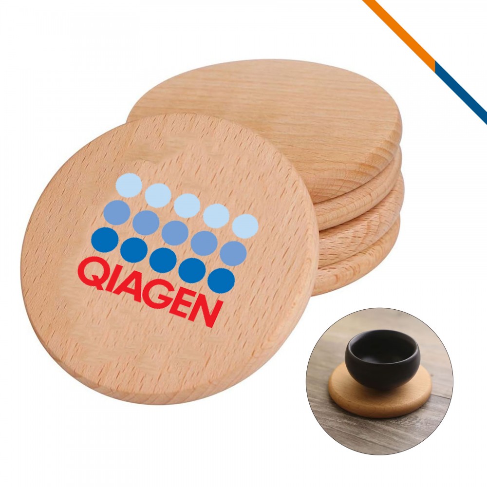 Customized Valery Beech Wood Round Coaster