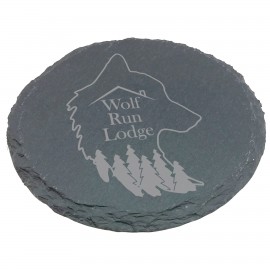 Logo Branded Round Etched Slate Coasters