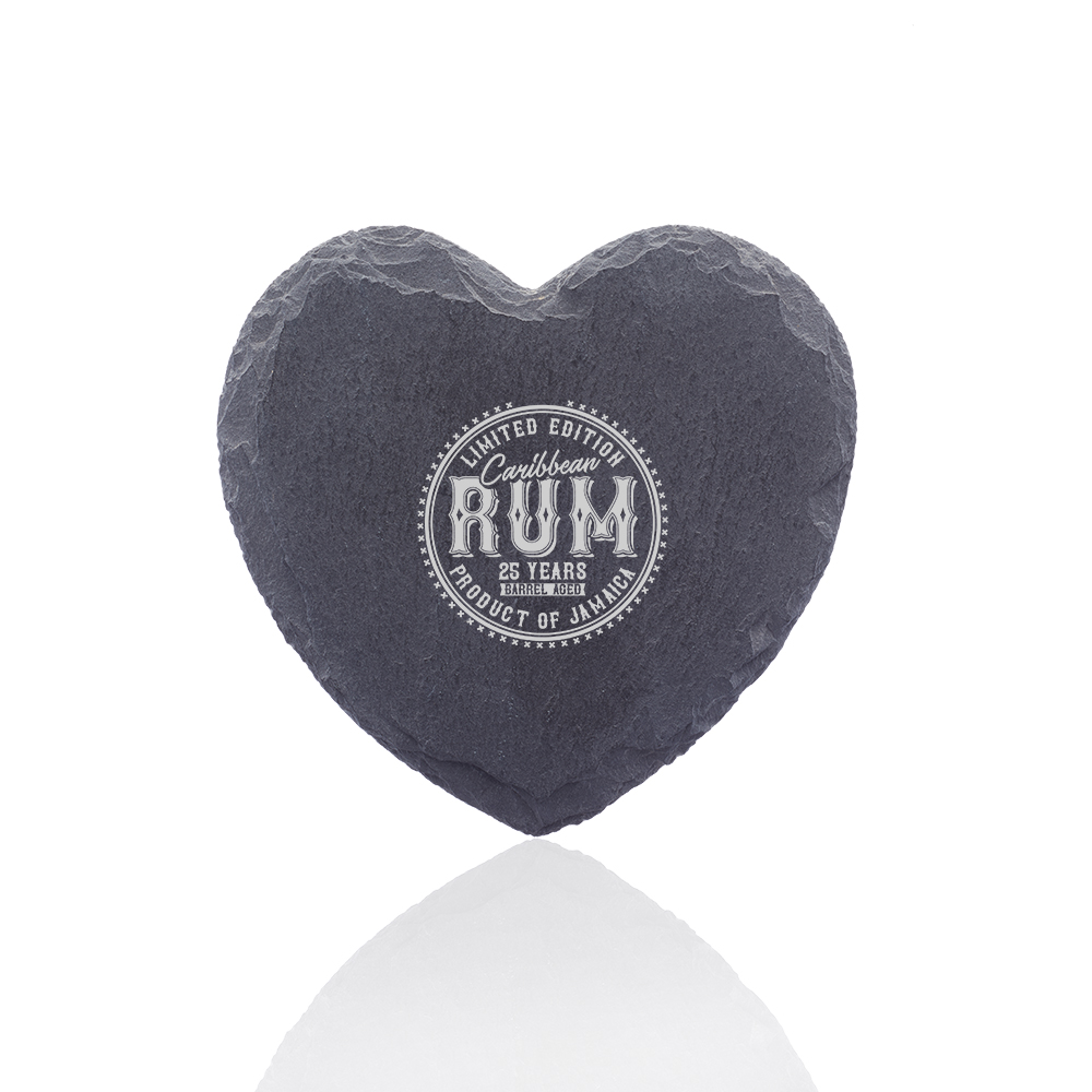 Rosetta Heart Shape Slate Coaster Logo Branded Rosetta Heart Shape Slate Coaster Logo Branded