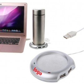 USB Cup Warmer Heater Pad with 4 Ports USB Hub with Logo