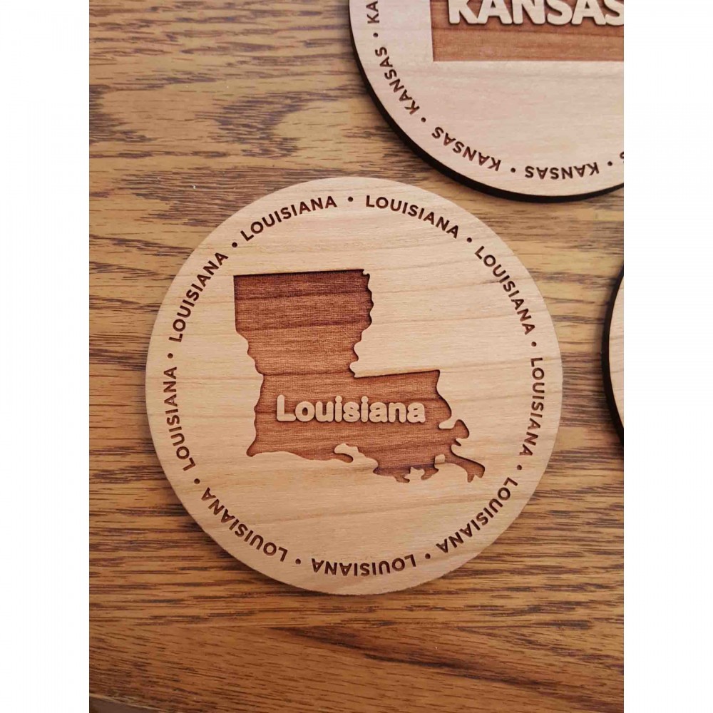 Hardwood State Coasters with Logo