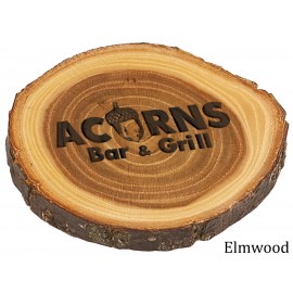 4" Old West Log Coaster, Elmwood with Logo  4" Old West Log Coaster, Elmwood with Logo