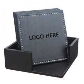 Logo Branded Set of 6 Leatherette Coasters  Logo Branded Set of 6 Leatherette Coasters