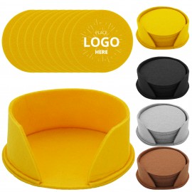 Logo Branded Round Felt Coasters with Holder  Logo Branded Round Felt Coasters with Holder