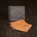 Logo Branded Tanner Set Of 4 Leather Coasters