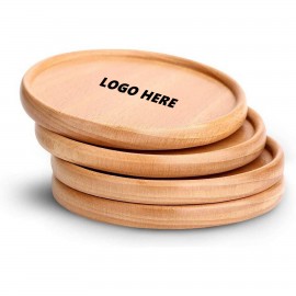 Natural Beech Wood Coaster with Logo