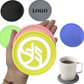 Logo Branded Tea Cup Coffee Coasters Creative Simple Round Soft Silicone Cups