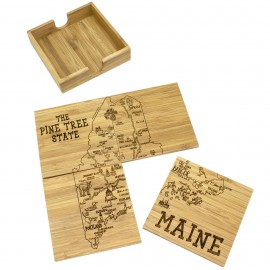 Maine Puzzle Coaster Set with Logo