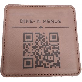 Logo Branded 4" x 4" - Premium Leatherette QR Code Coasters