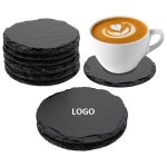Oiled Black Slate Cup Coaster-Round with Logo