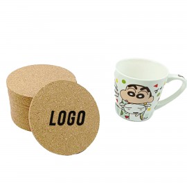 Logo Branded Anti Slip and Heat-insulating Circular Cork Coaster