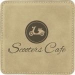 Promotional Leatherette Square Coaster (Light Brown)