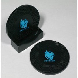 2-Pc Round Maze Pattern Coaster Set w/Base with Logo