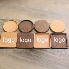 Logo Branded Chic Solid Wood Drink Pad Coaster