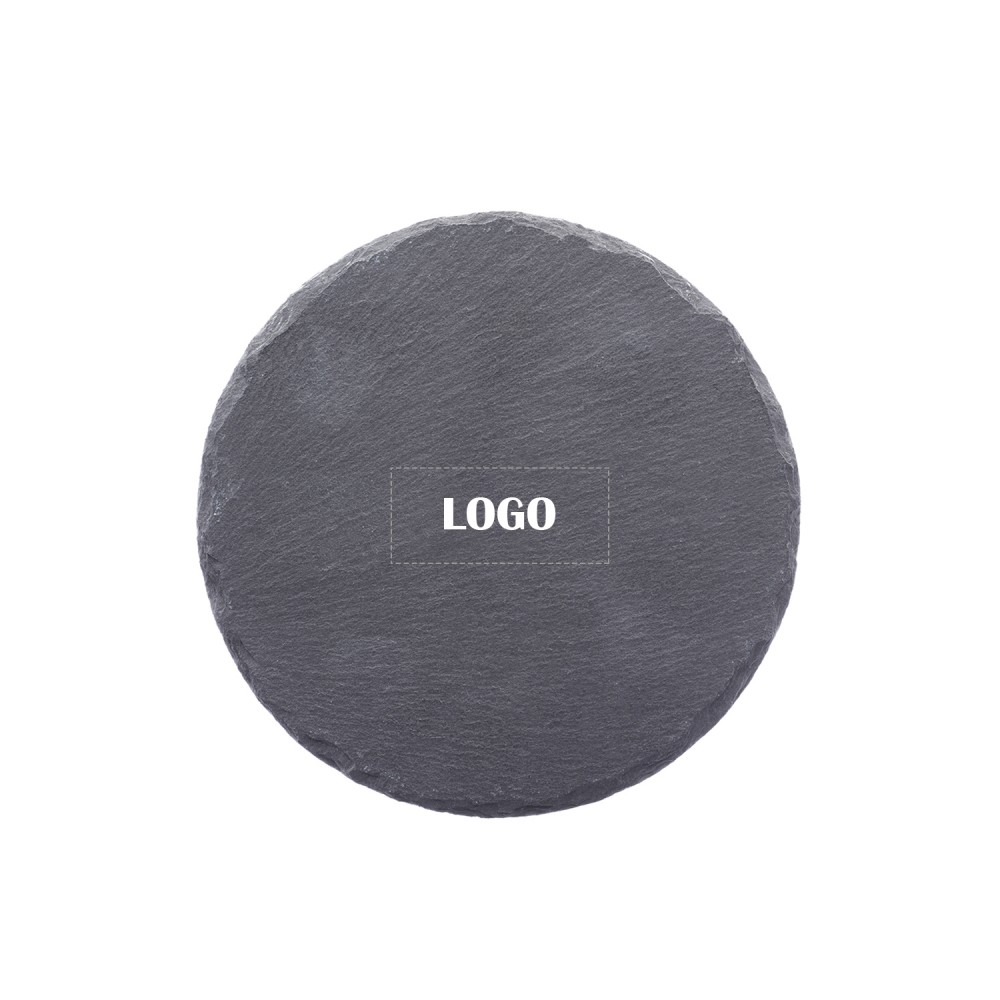 Logo Branded Round Slate Coaster with EVA Bottom Pad