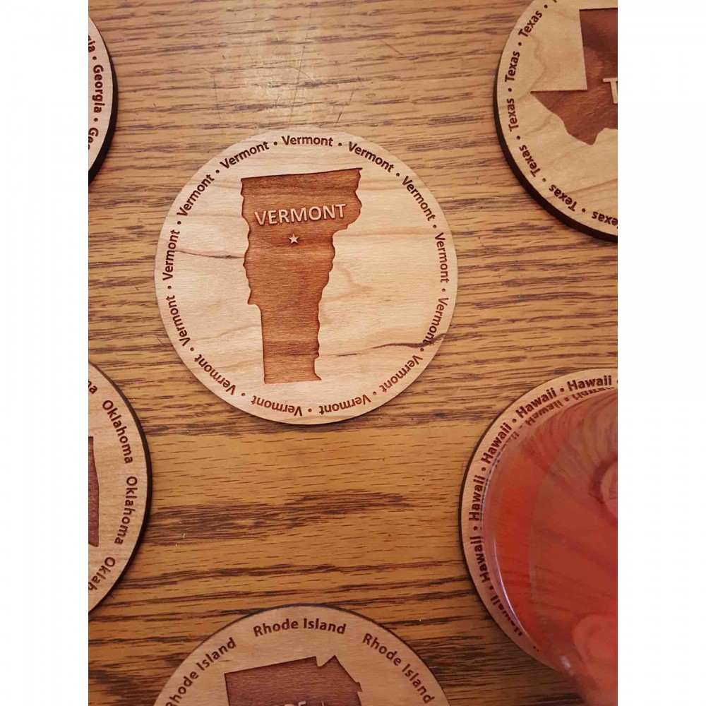Custom Hardwood State Coasters