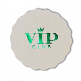 40 pt High Density Coaster, 3.625" Scalloped with Logo