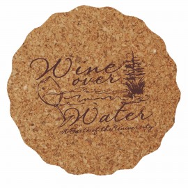 Personalized Cork Coaster, 3.625" Scalloped