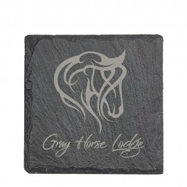 4" x 4" Square Slate Coaster with Logo