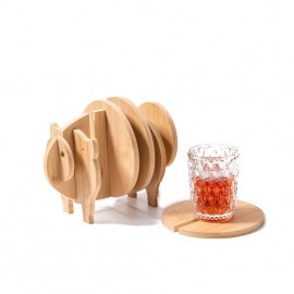 Custom Pig Shaped Bamboo Coaster and Table Top Decoration  Custom Pig Shaped Bamboo Coaster and Table Top Decoration