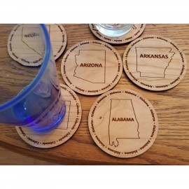 Hardwood State Coasters with Logo