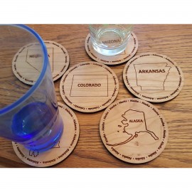 Custom Hardwood State Coasters