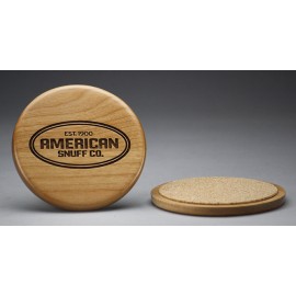 3.75" - Round Hardwood Coaster with Logo