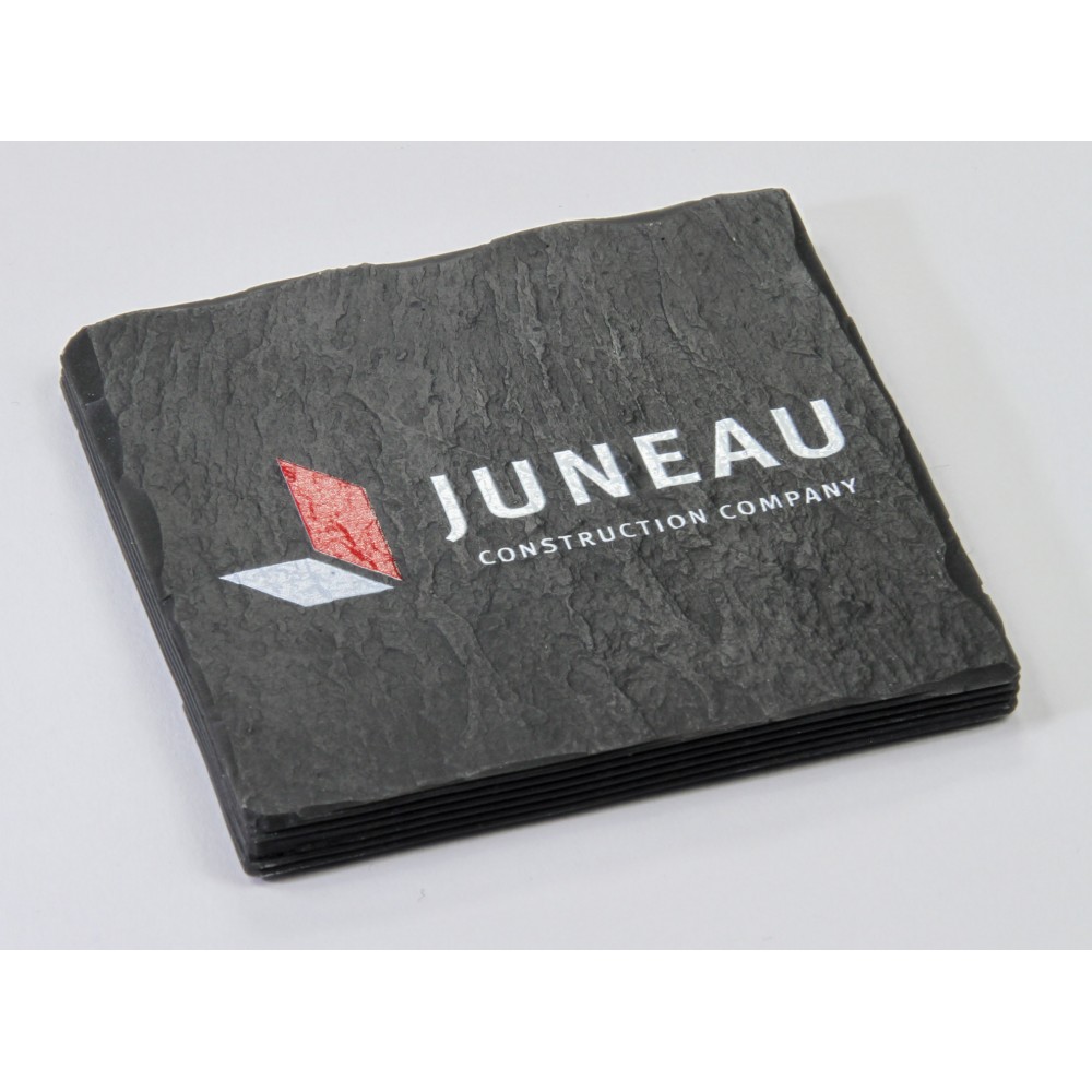 Square Shale-Texture Coaster (UV Print) with Logo