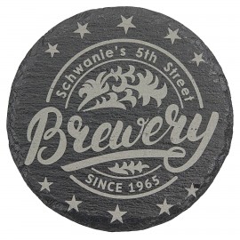 Round Slate Coaster, 4" dia with Logo