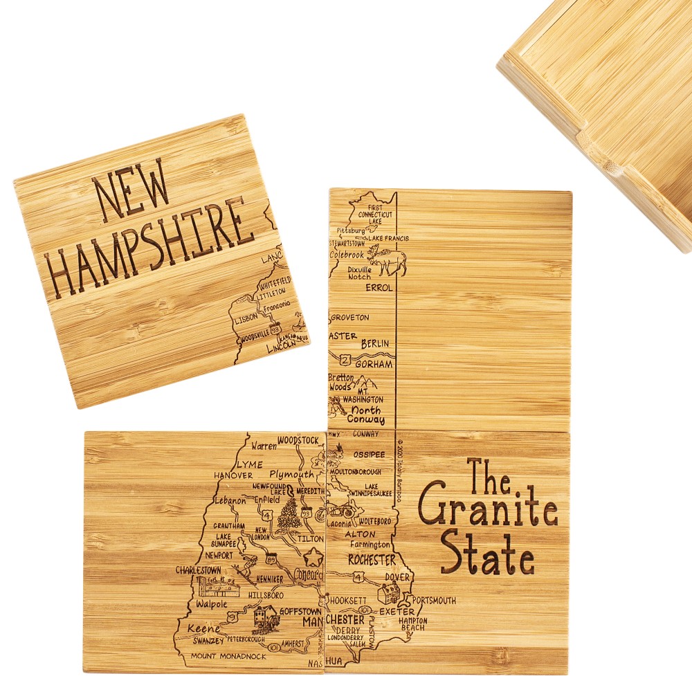 New Hampshire Puzzle Coaster Set with Logo