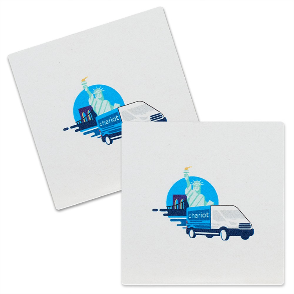 60 Point 3.5"Pulp Board Coasters, DIGITAL PRINT-Square with Logo