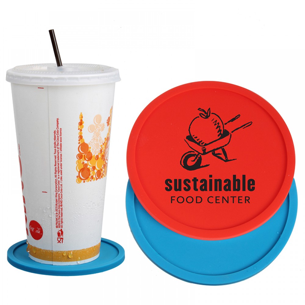 Logo Branded 4 Inch Custom Silicone Drink Coasters Logo Branded 4 Inch Custom Silicone Drink Coasters