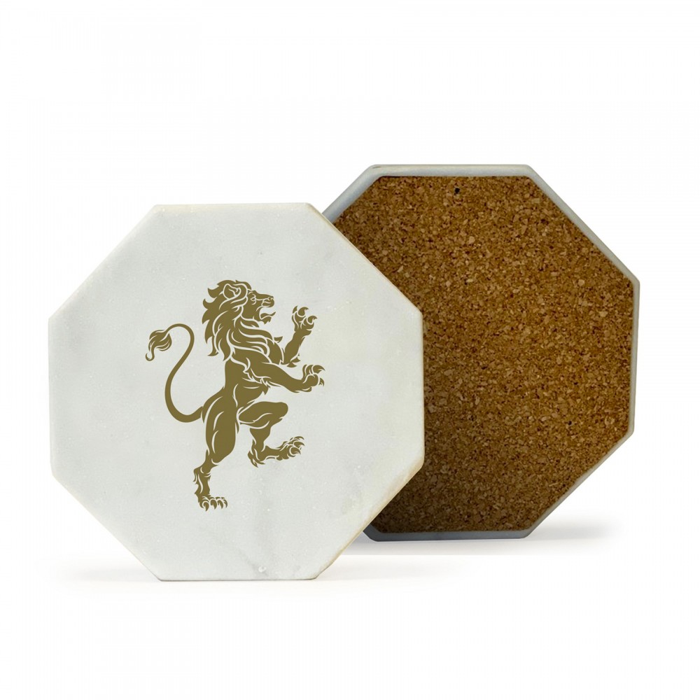 Marble Octagon Coaster with Logo Marble Octagon Coaster with Logo