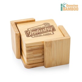 Promotional Burke Bamboo Coasters Set - Square
