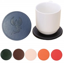 PU Leather Round Coaster with Logo