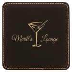 Leatherette Square Coasters (4") with Logo