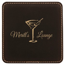 Leatherette Square Coasters (4") with Logo