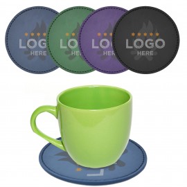 Custom MOQ 50PCS PU Leather Premium Round Coaster