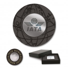 Set of Six Round Engraved Coasters with Logo