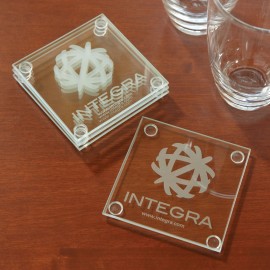 Economy Glass Coaster Set with Logo