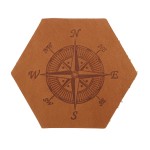 Logo Branded 3.75" Genuine Leather Single Hexagon Coaster