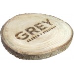 4" - Aspen Hardwood Coasters - Bark Edge with Logo