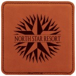 Promotional Square Coaster, Rawhide Faux Leather, 4x4