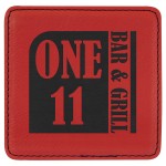 4" x 4" Square Laserable Coaster, Red Leatherette with Logo