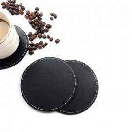 Custom 4" Round Leather Coaster