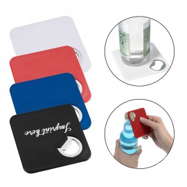 Square Non-slip Bottle Opener Coaster with Logo  Square Non-slip Bottle Opener Coaster with Logo