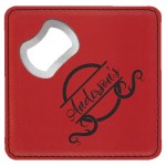 Personalized Coaster Bottle Opener, Red Faux Leather