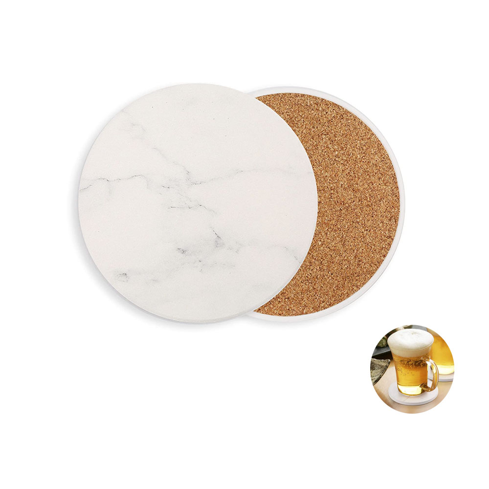 Dolomite Cork Round Absorbent Coaster with Logo