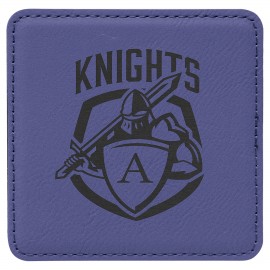Personalized 4" x 4" Square Laserable Coaster, Purple Leatherette